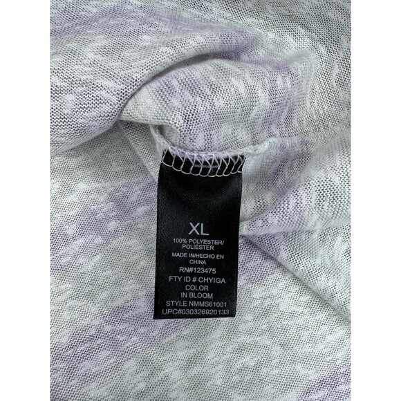 Womens Nicole Miller Short Sleeve Shirt Purple Gray Stripe Flower Top XL - Picture 7 of 8